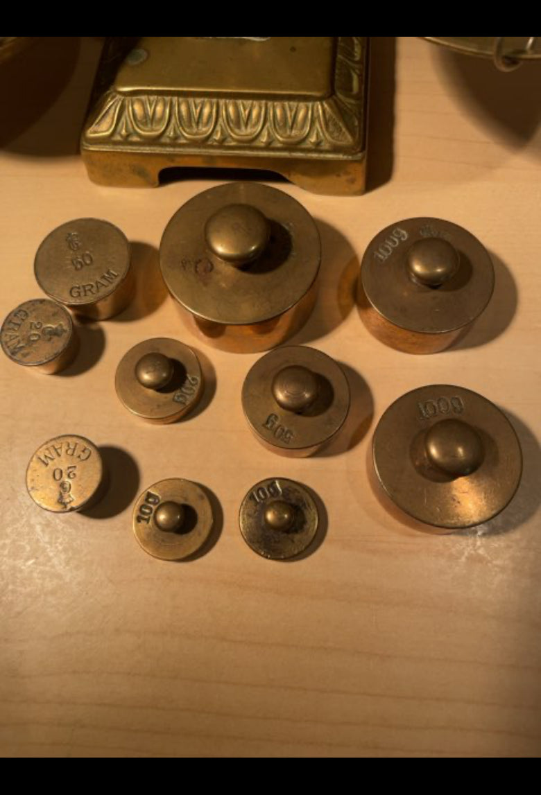 Antik messing vægt m. lodder